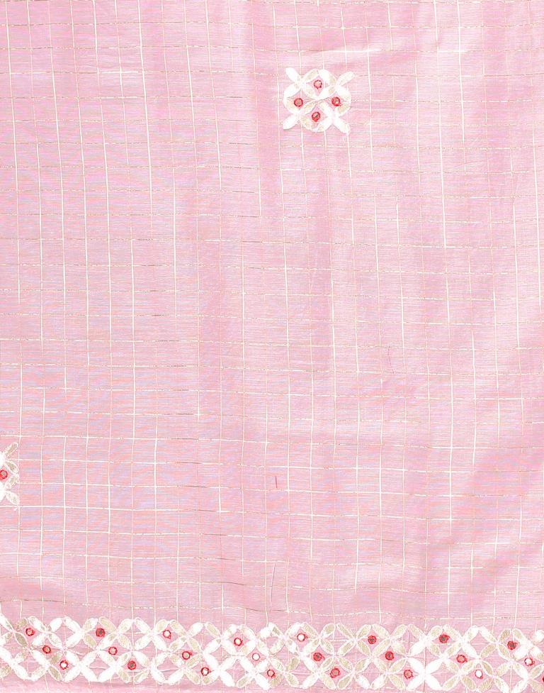 Light Pink Embroidery Cotton Saree