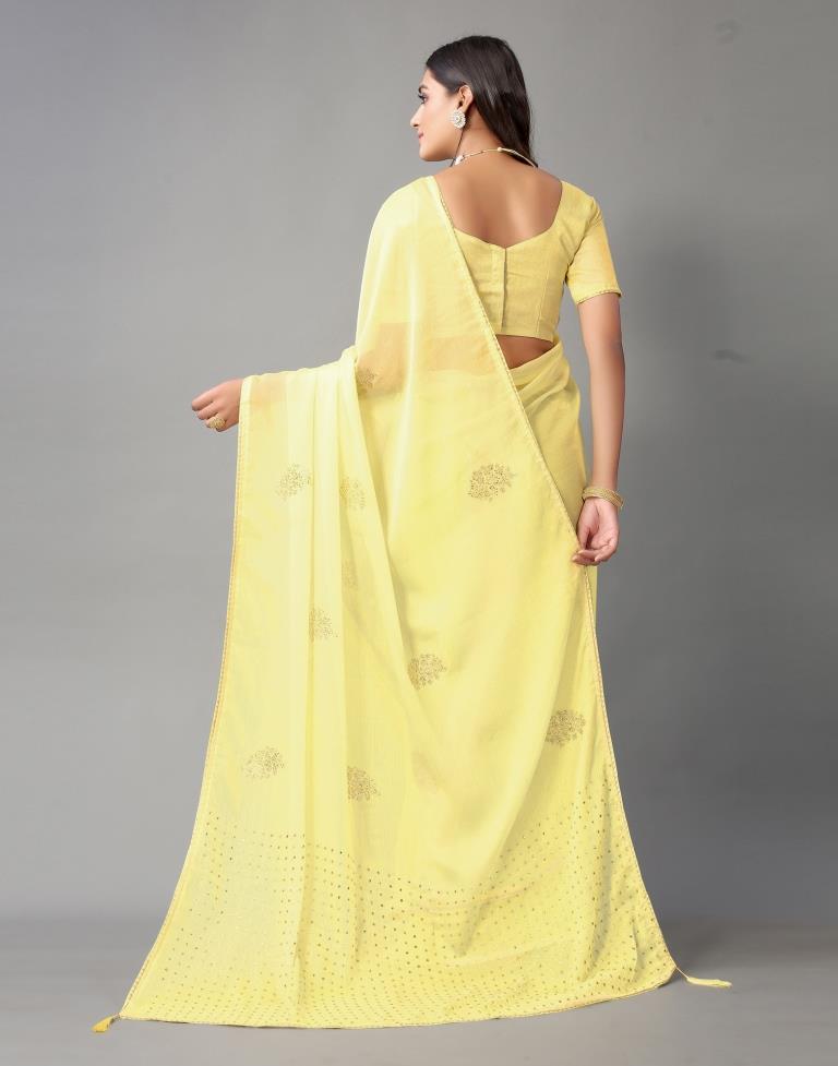 Light Yellow Chiffon Saree