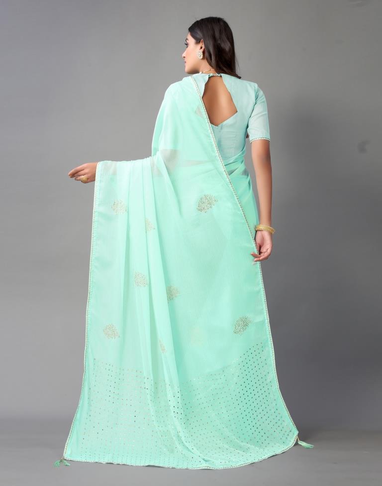 Light Aqua Blue Chiffon Saree