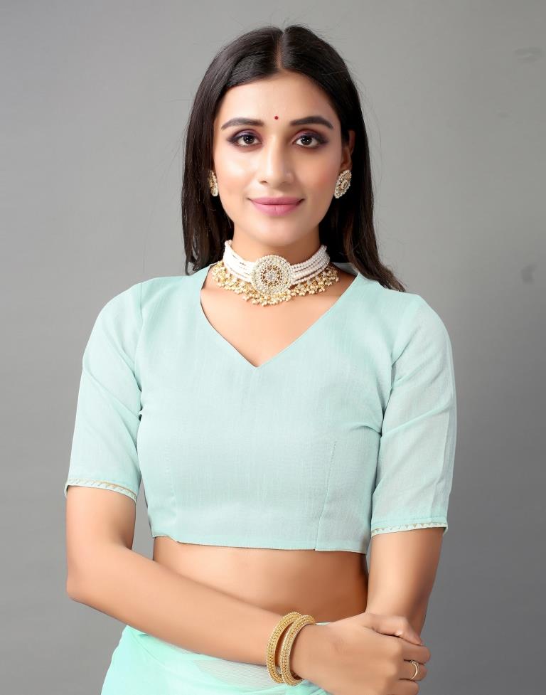 Light Aqua Blue Chiffon Saree
