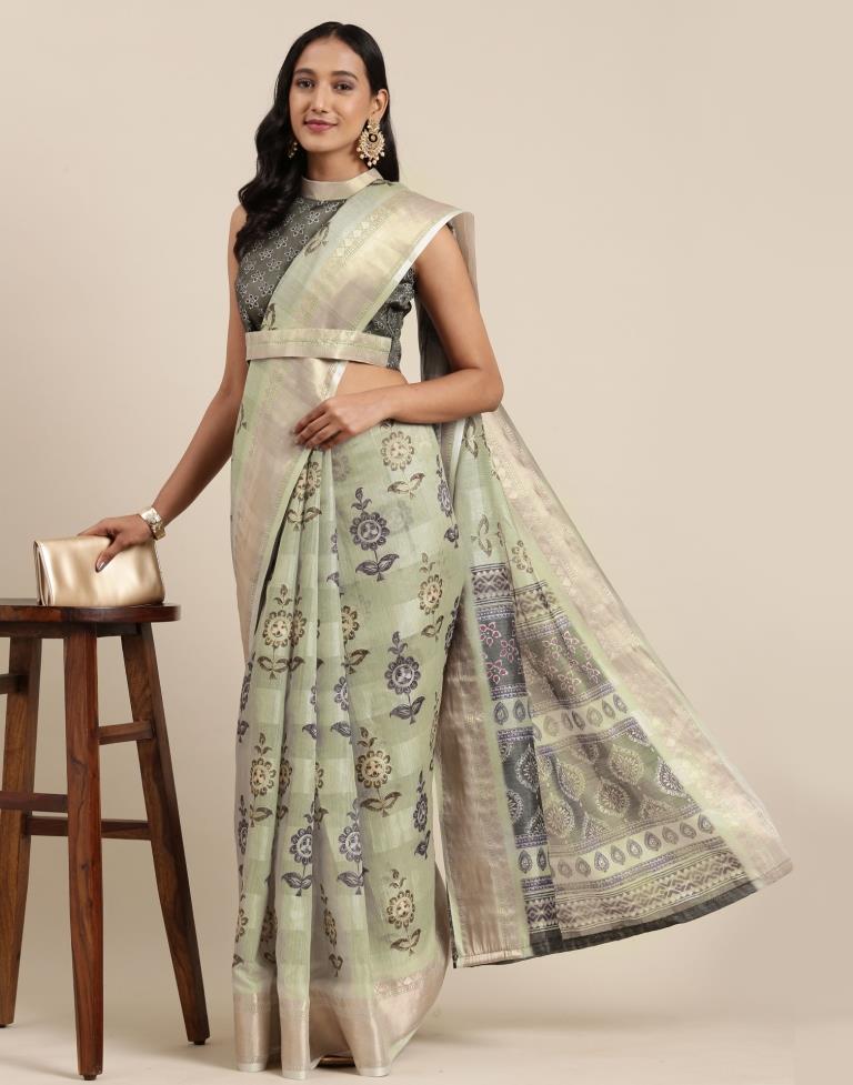 Light Olive Viscose Saree