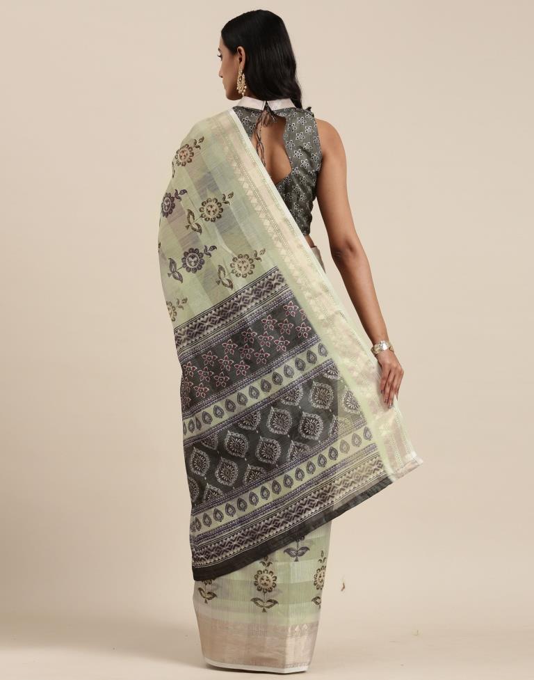 Light Olive Viscose Saree