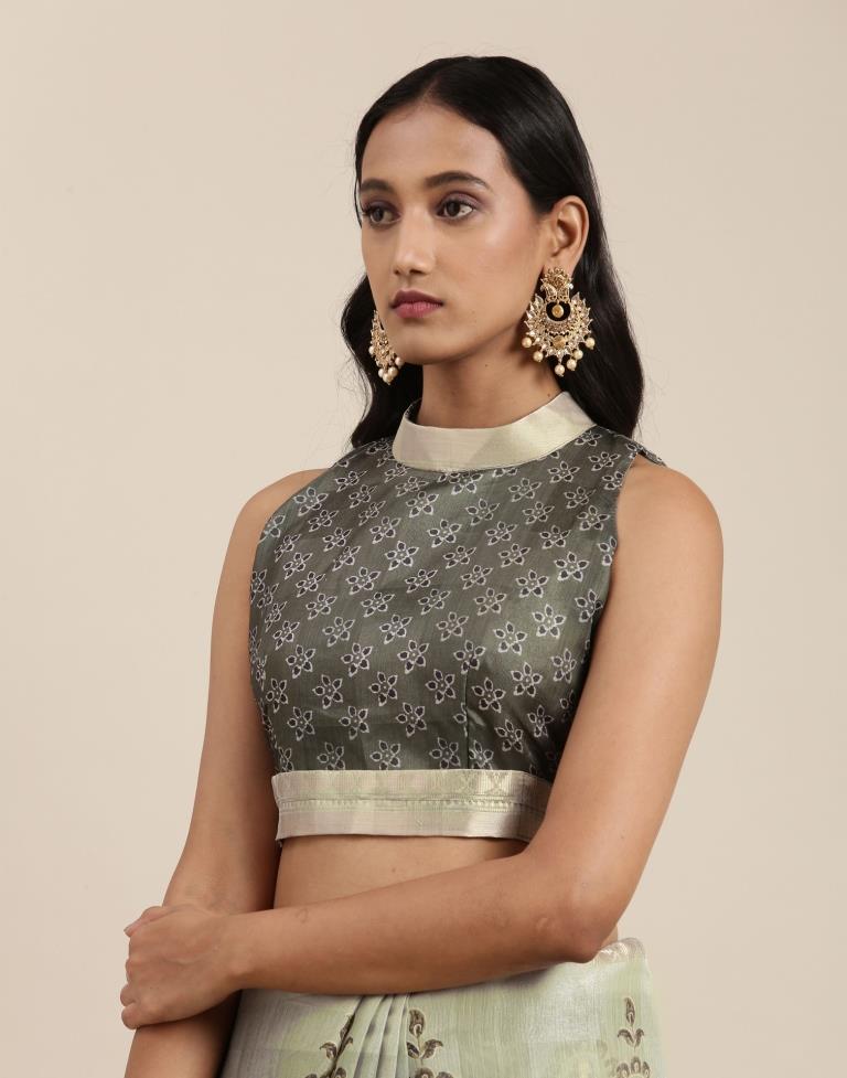 Light Olive Viscose Saree