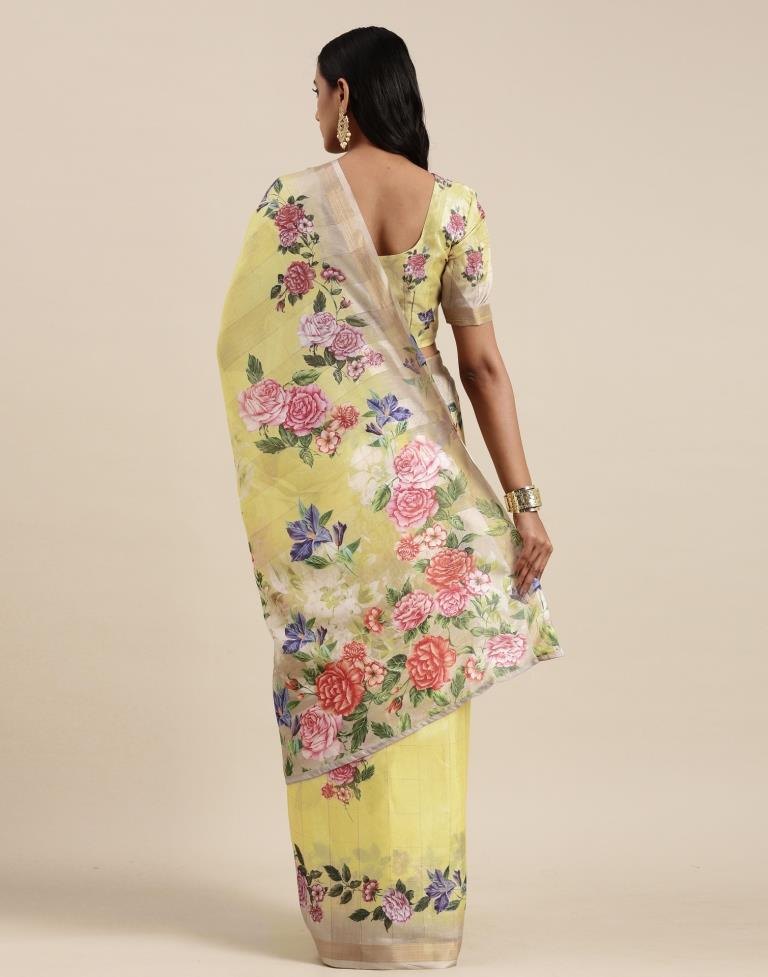Yellow Viscose Saree