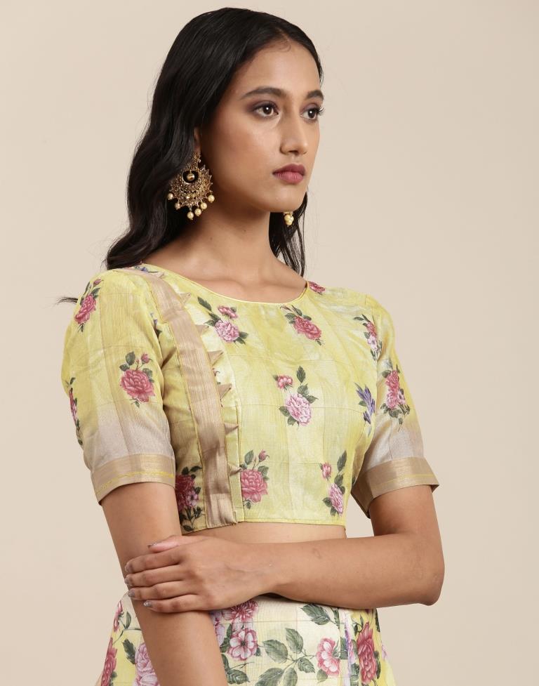 Yellow Viscose Saree