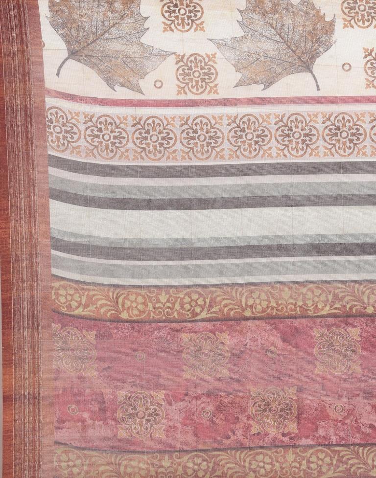 Dusty Green And Multicolored Viscose Saree