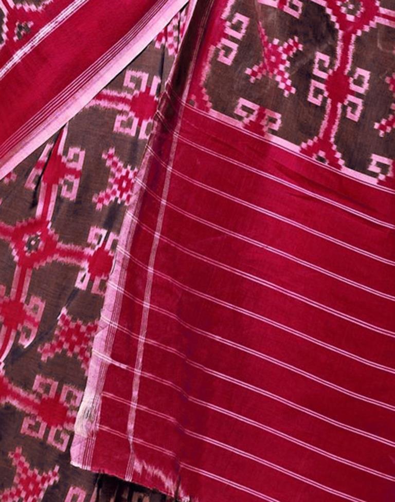 Cherry Red Cotton Saree