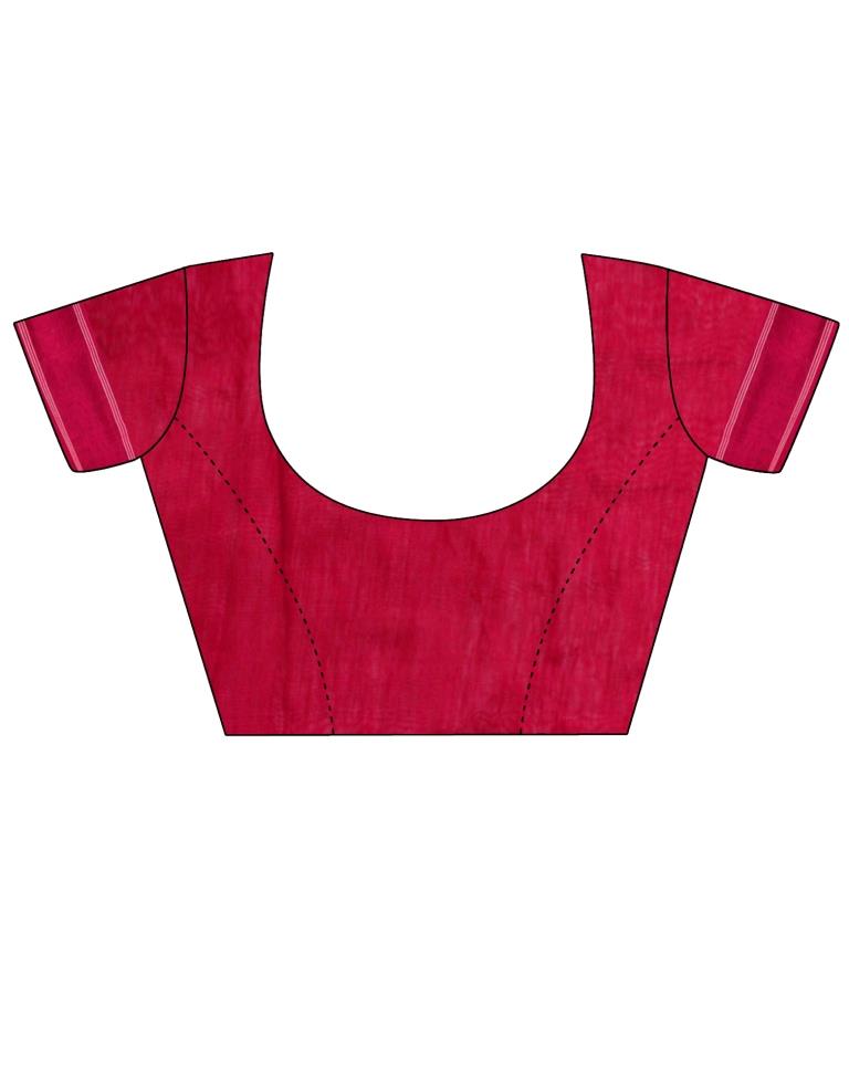 Cherry Red Cotton Saree