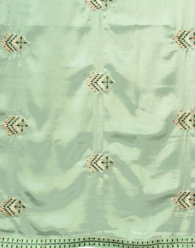 Pista Green Embroidery Saree
