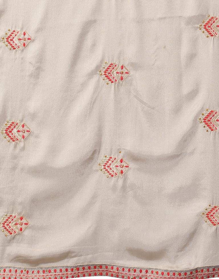 Beige Embroidery Saree