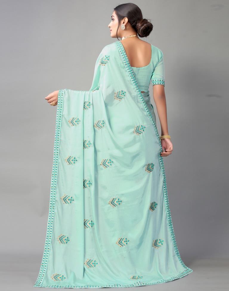 Mint Green Embroidery Saree