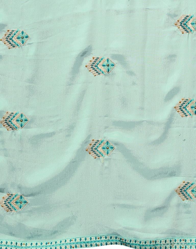 Mint Green Embroidery Saree