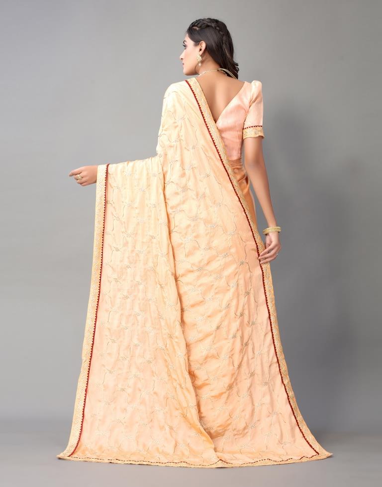 Peach Chinon Saree