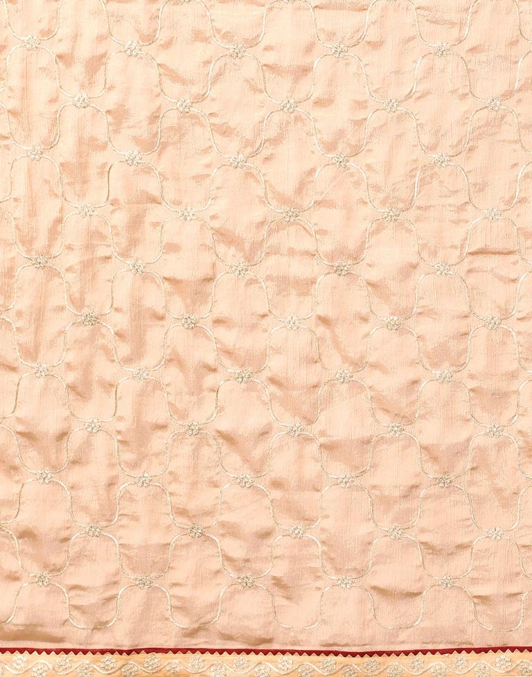 Peach Chinon Saree