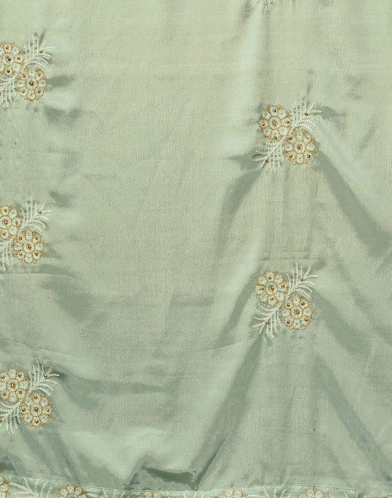 Pista Green Chinon Saree