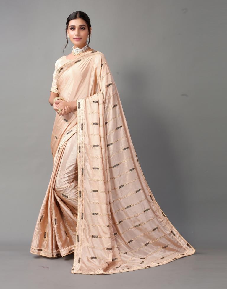 Rose Golden Chinon Saree
