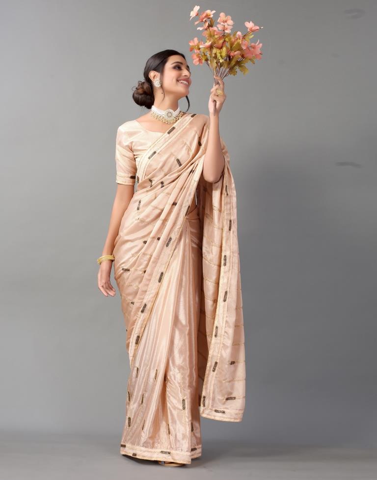 Rose Golden Chinon Saree