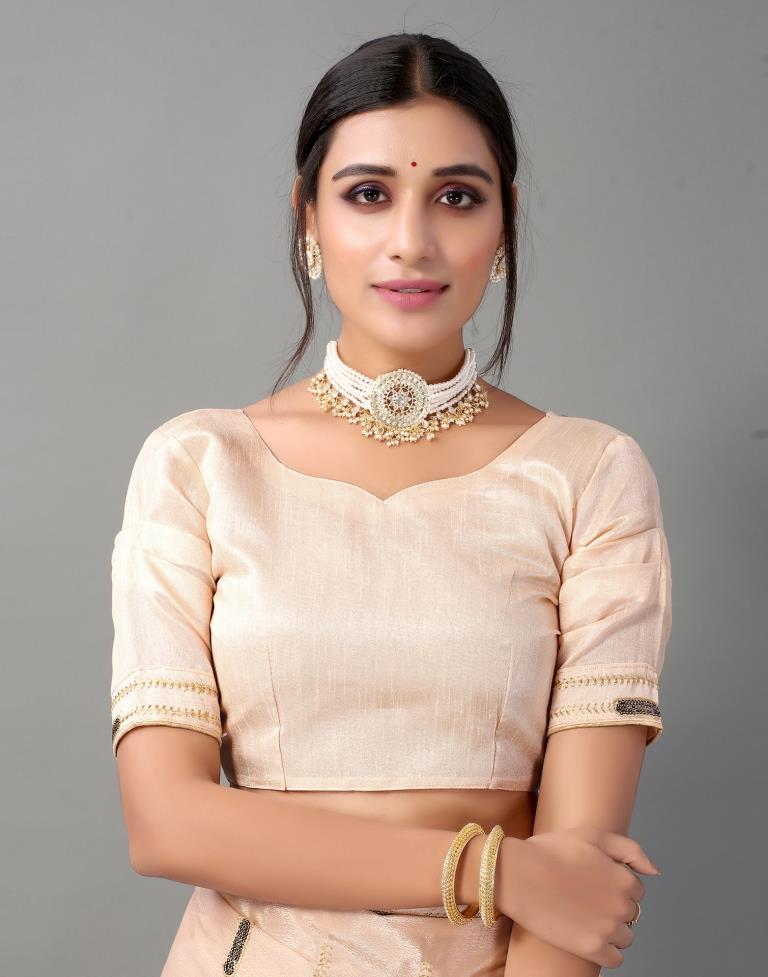 Rose Golden Chinon Saree