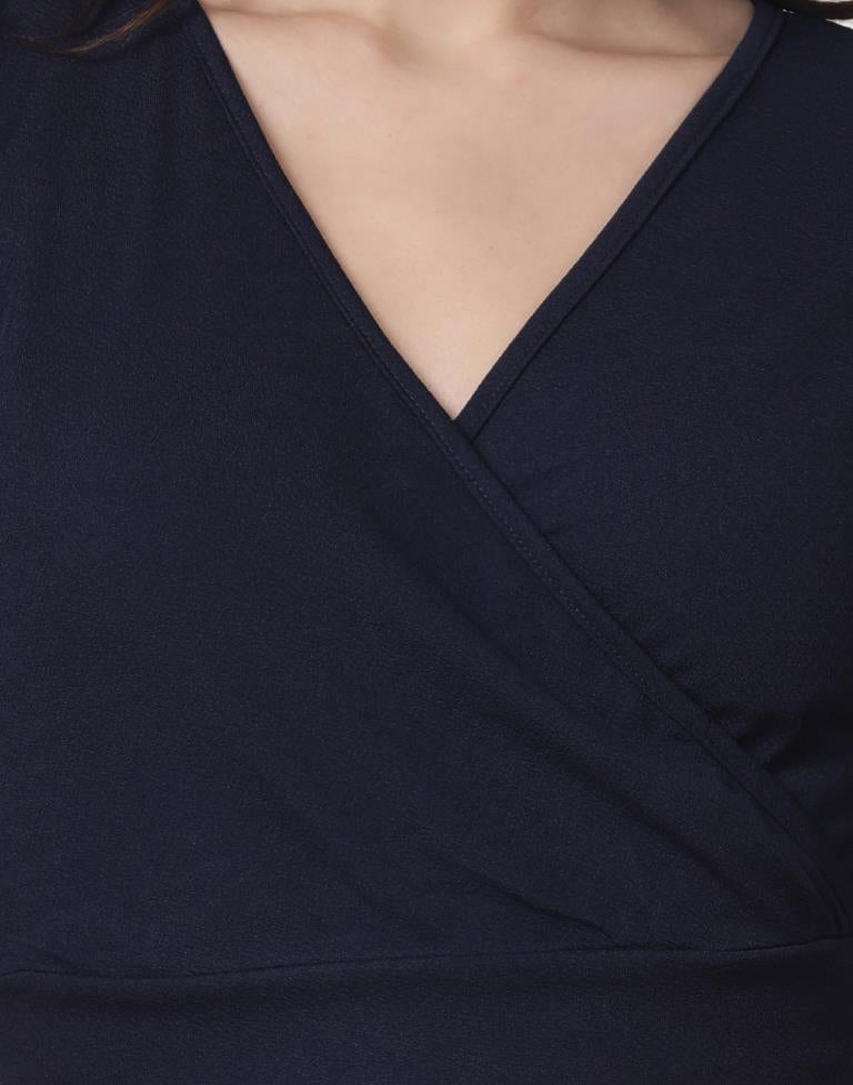 Blue Colored Lycra Knitted Top | SLV237TK4072