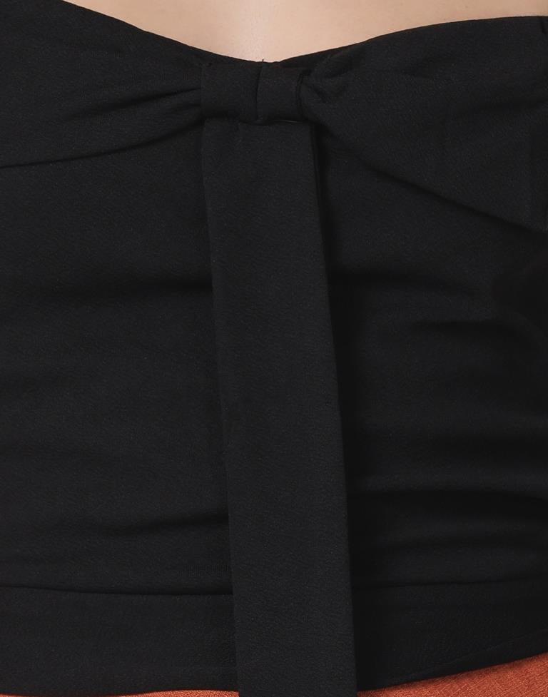 Black Colored Lycra Knitted Top | SLV237TK4075