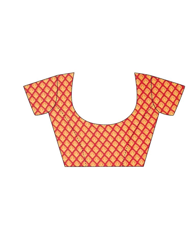 Orange Floral Printed Saree