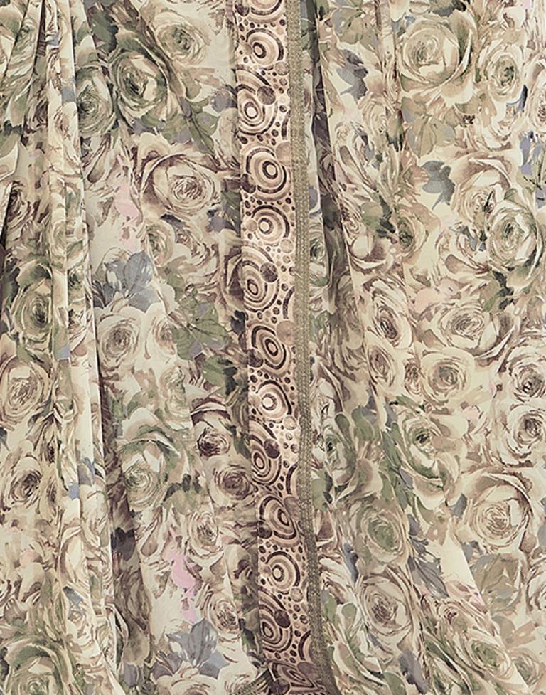 Light Beige Floral Printed Saree