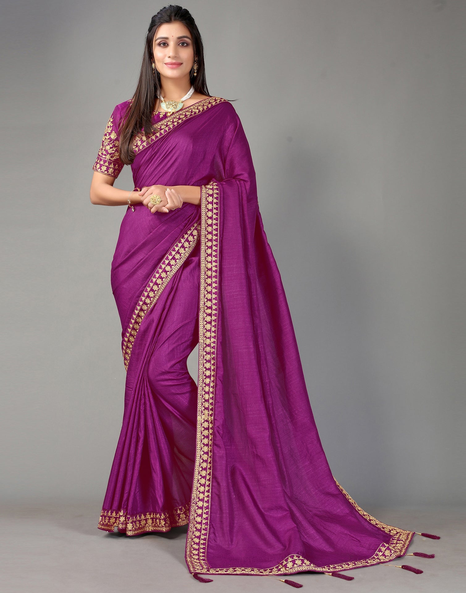 Purple Silk Saree