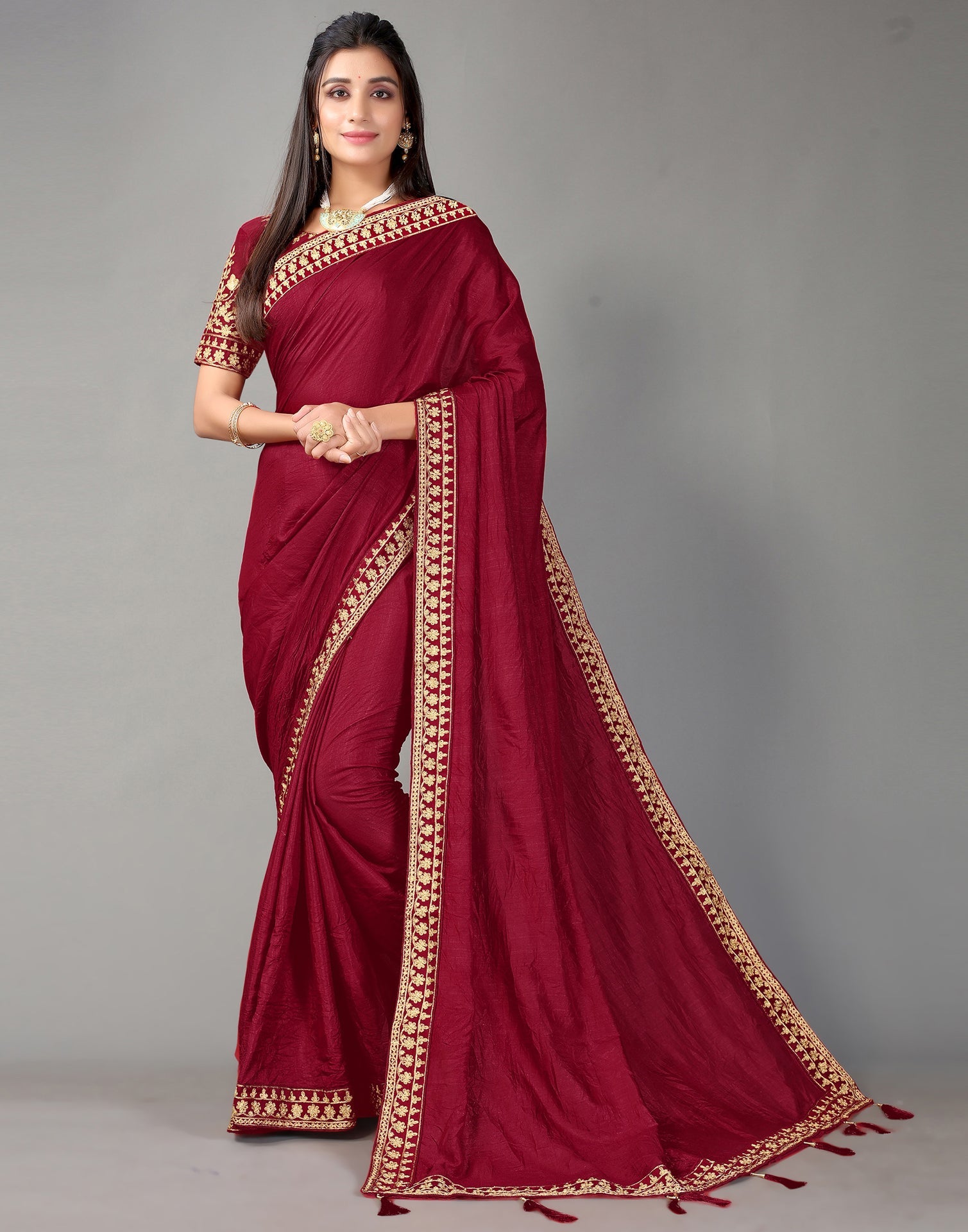 Maroon Silk Saree