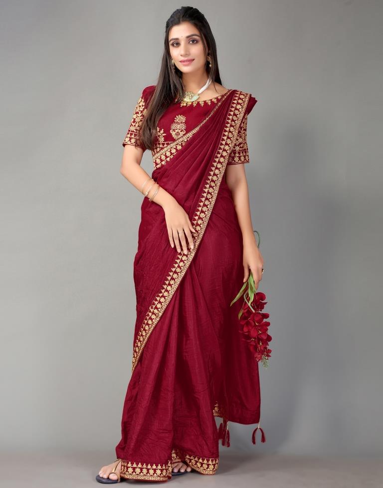 Maroon Silk Saree