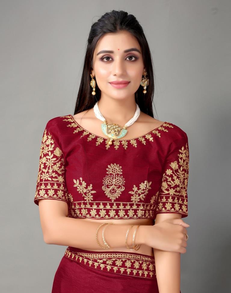 Maroon Silk Saree