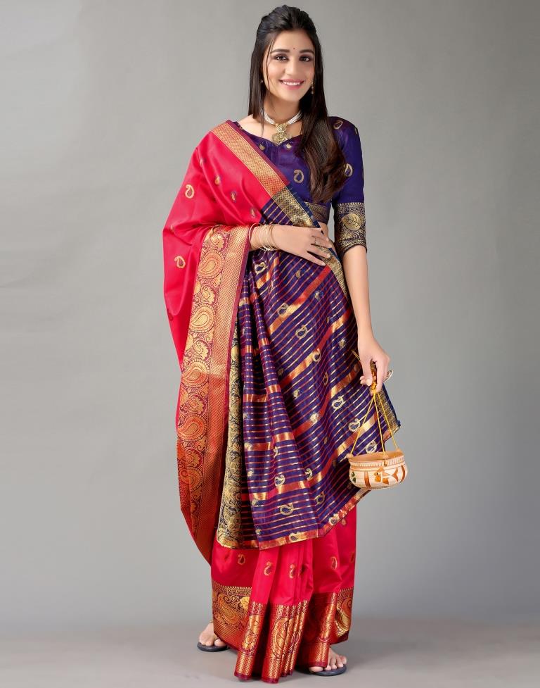 Cherry Red Silk Saree