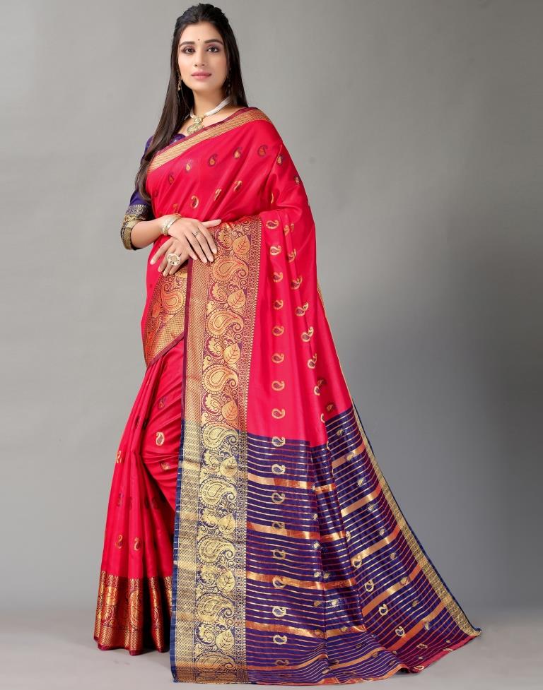 Cherry Red Silk Saree