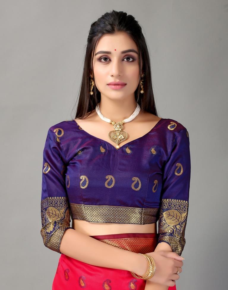 Cherry Red Silk Saree