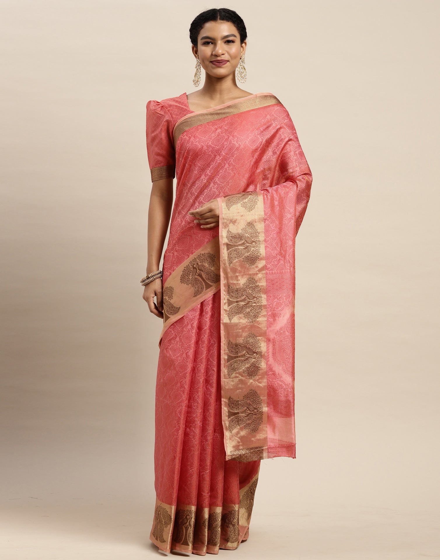 Rose Pink Organza Saree