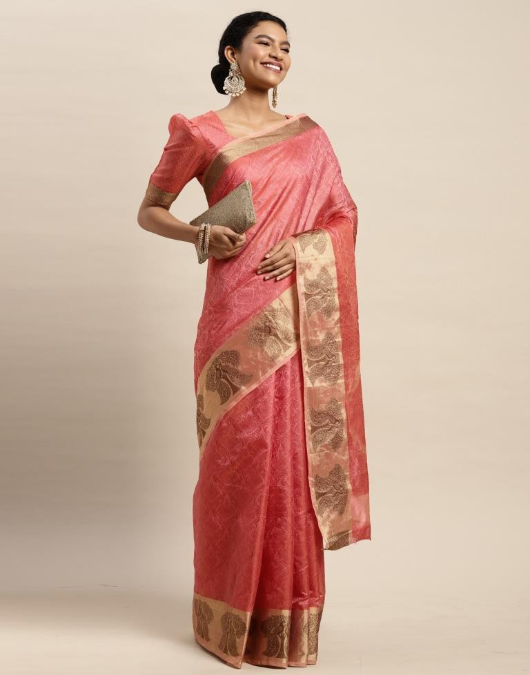 Rose Pink Organza Saree