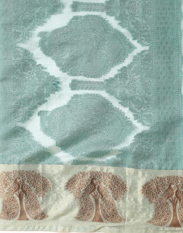 Aqua Green Organza Saree