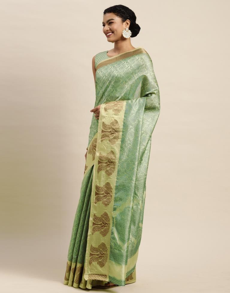 Pista Green Organza Saree