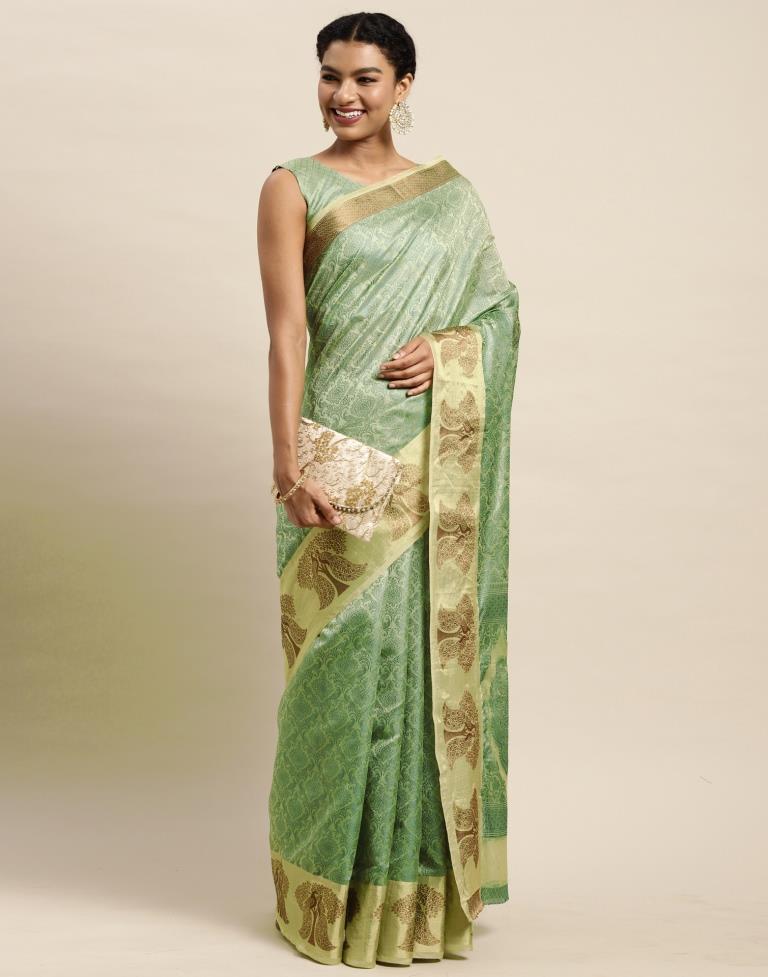 Pista Green Organza Saree