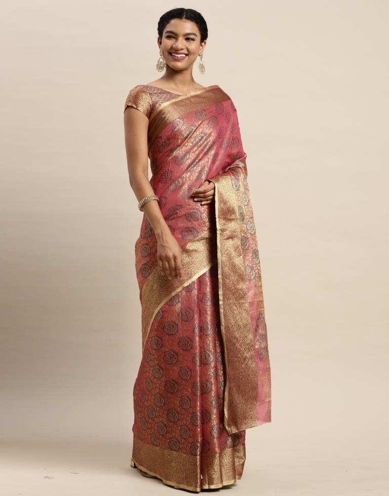 Onion Pink Organza Saree
