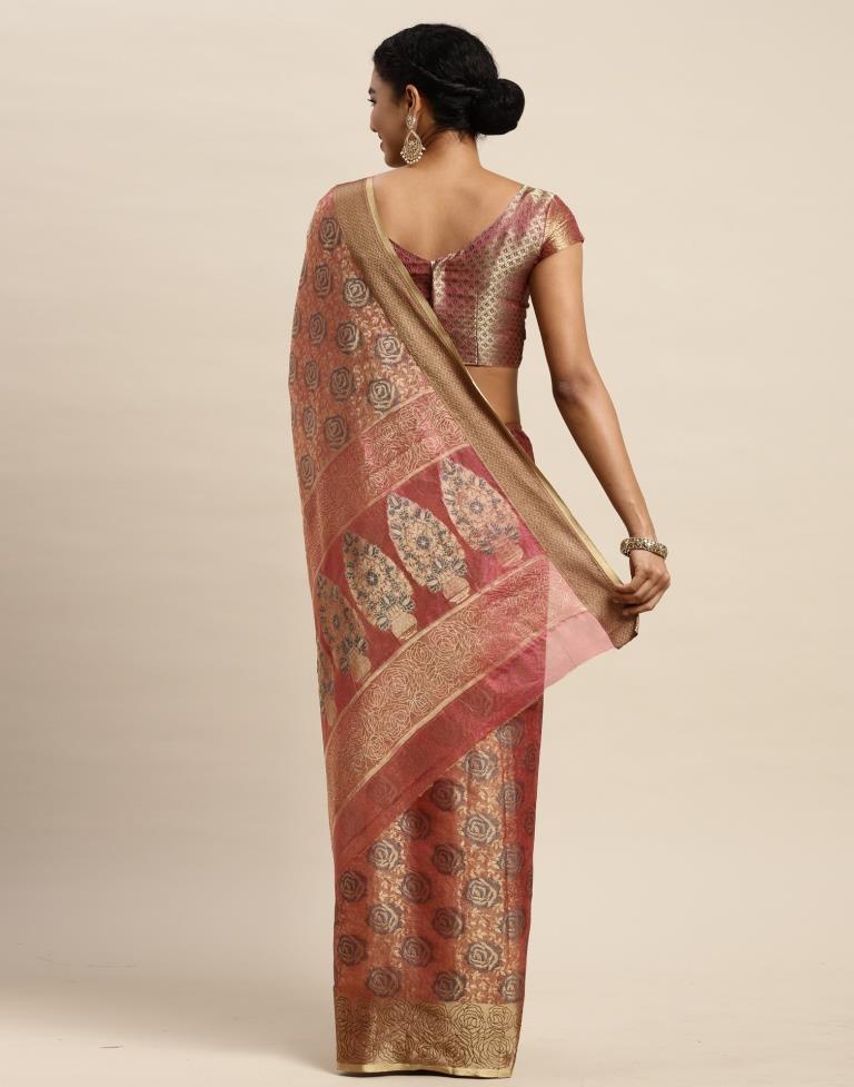Onion Pink Organza Saree