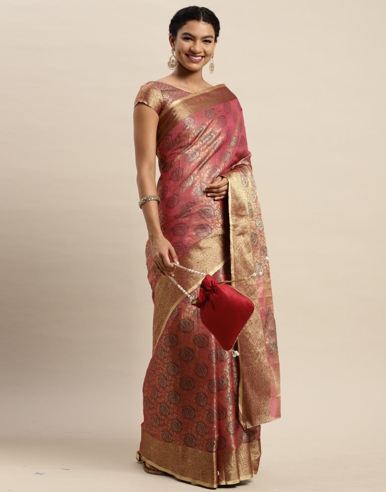 Onion Pink Organza Saree