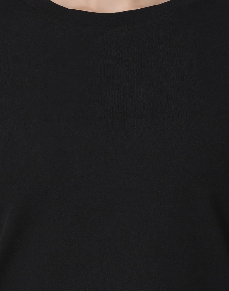 Black Colored Lycra Knitted Top | SLV238TK4081