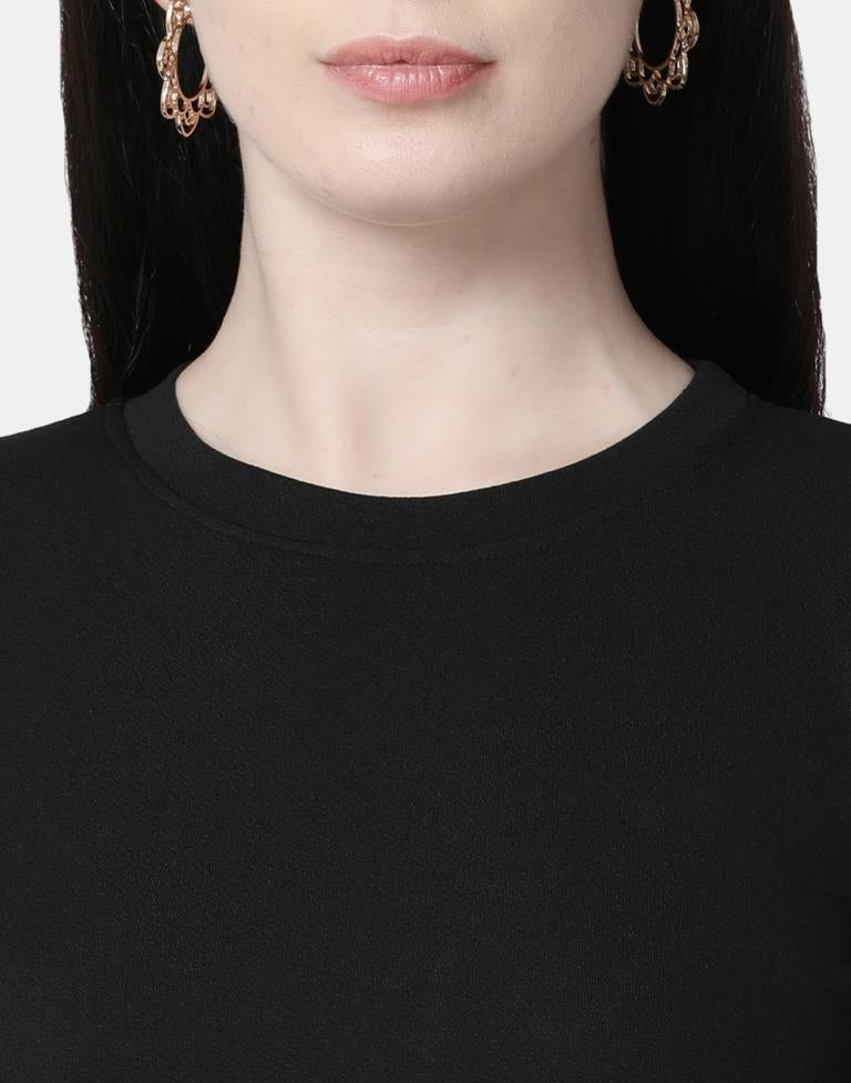 Black Colored Lycra Knitted Top | SLV238TK4085