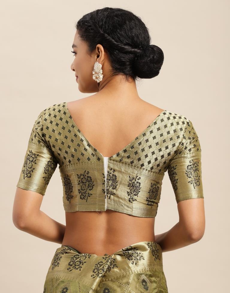 Dark Olive Green Organza Saree
