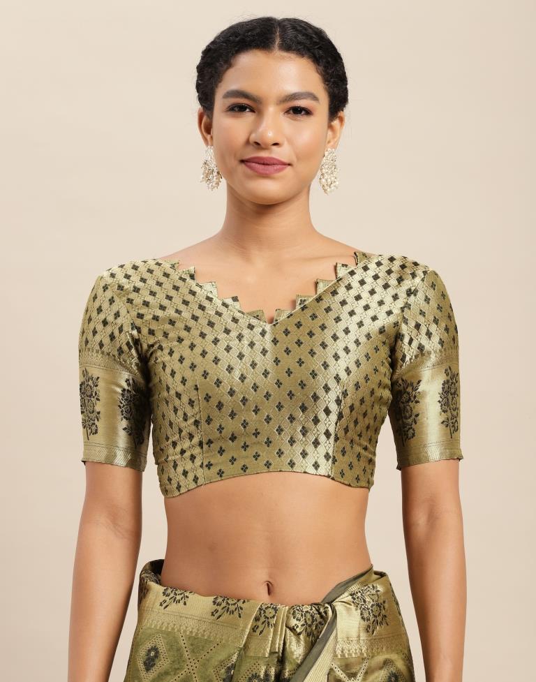 Dark Olive Green Organza Saree