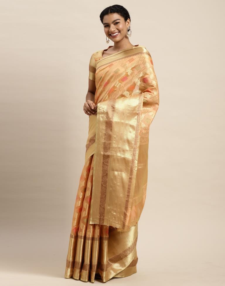 Peach Organza Saree