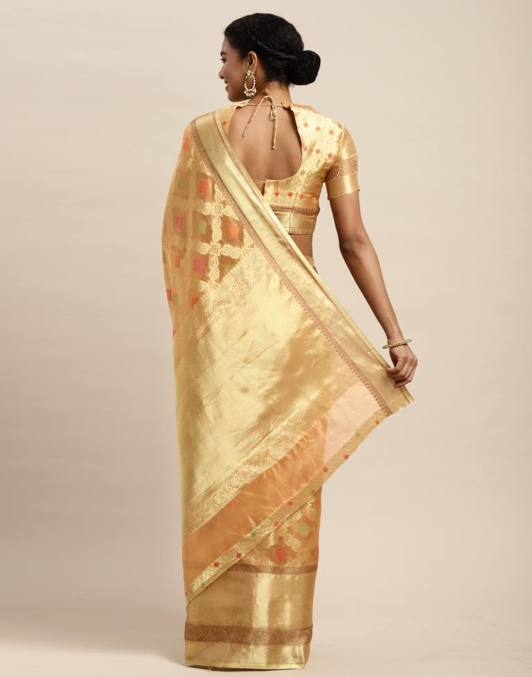 Peach Organza Saree