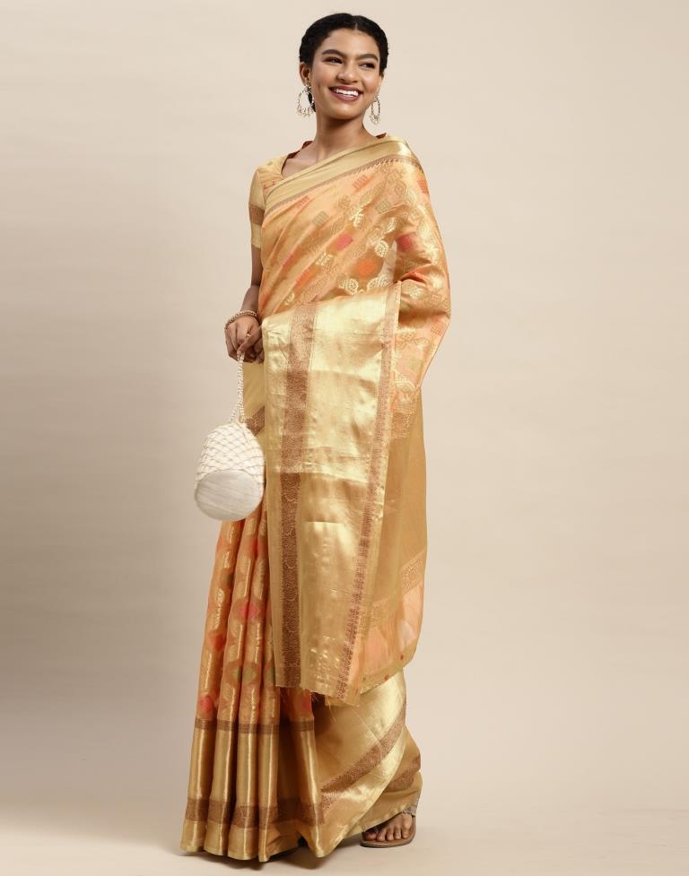 Peach Organza Saree