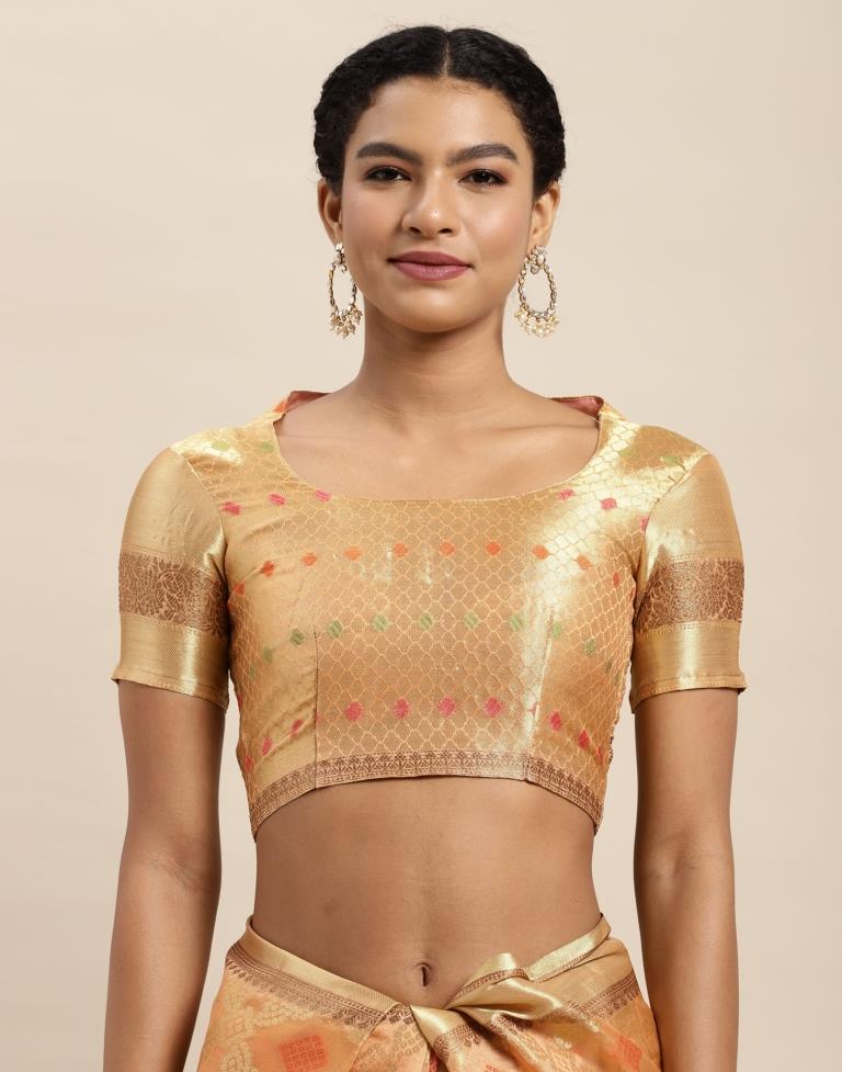 Peach Organza Saree