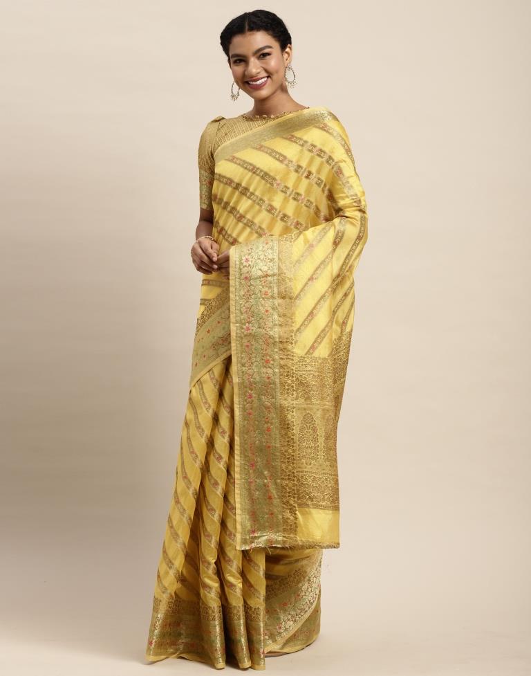 Mustard Yellow Organza Saree